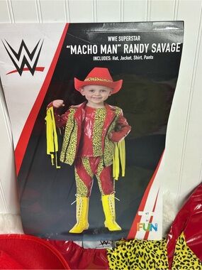 WWE Macho Man Randy Savage Kids Costume - Red, Yellow & Leopard… 4T